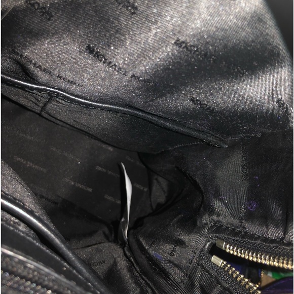 Michael Kors Metallic Purple Blu Multi Color Leather Backpack W/Faux Fur - Picture 10 of 14